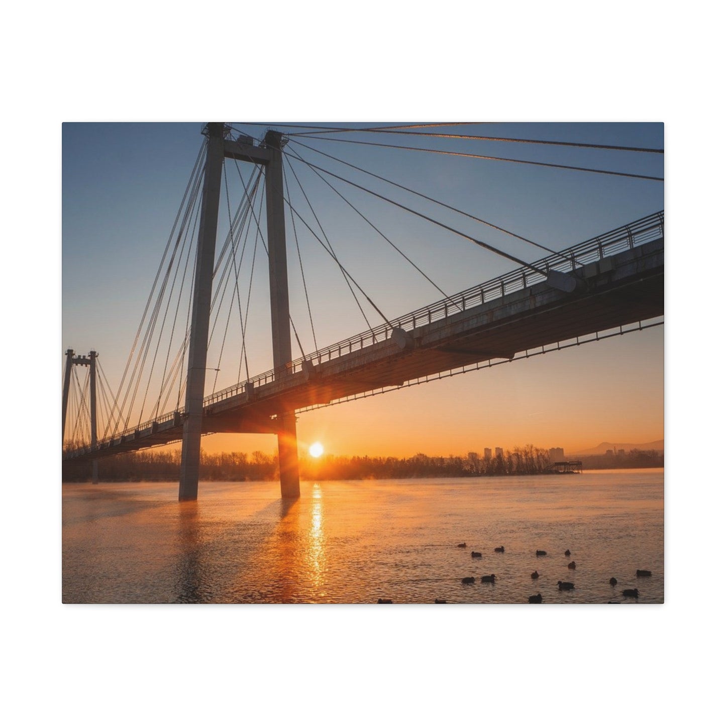 Sunrise Bridge Canvas Wall Art — Matte Stretched Canvas