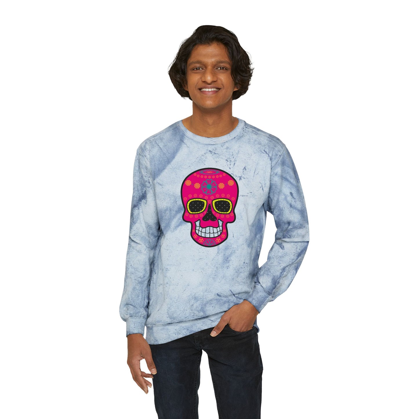 Vibrant Sugar Skull Sweatshirt, Festival Attire, Día de los Muertos