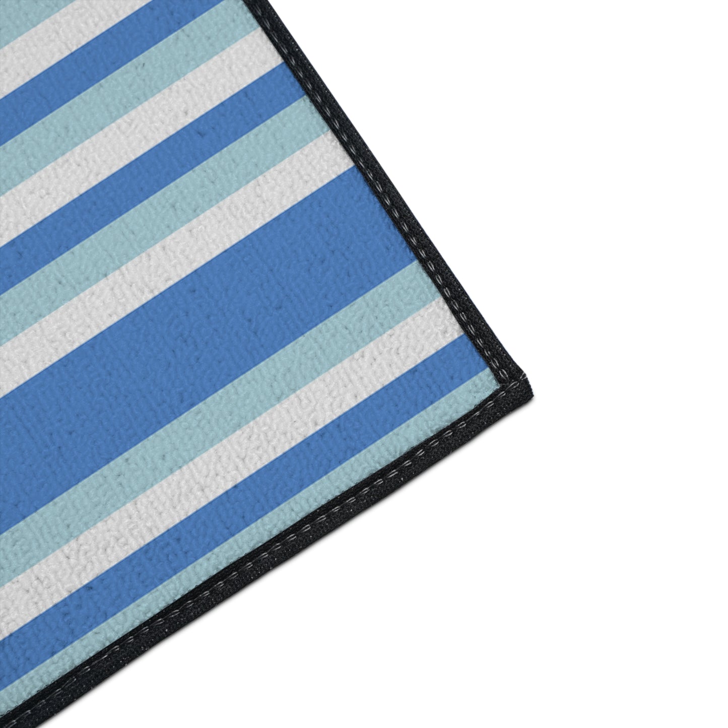 Striped Blue Heavy-Duty Floor Mat — Durable Non-Slip Entry Rug