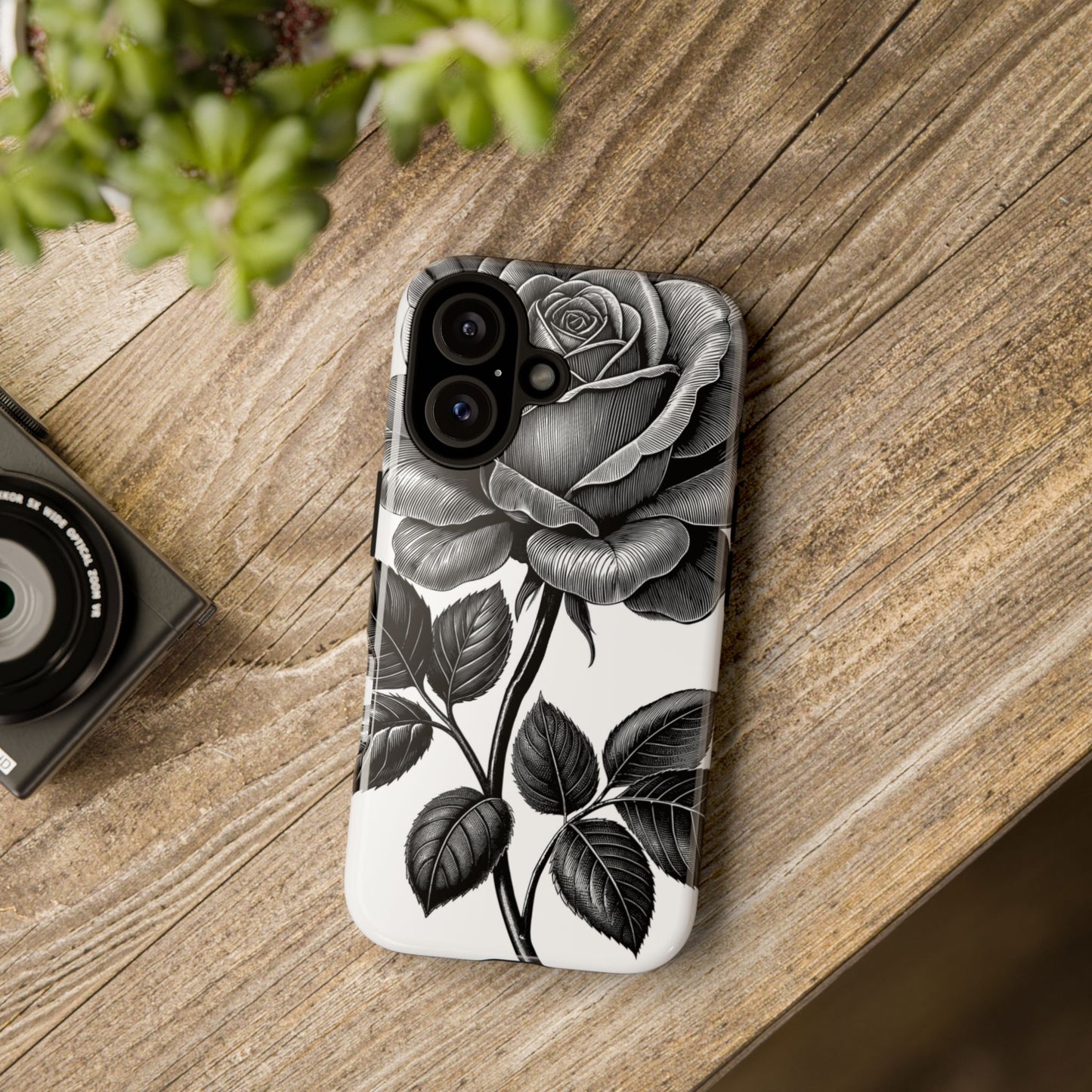 Elegant Floral Phone Case - Tough Cases, Black Rose Design, Floral Phone Cover, Stylish Phone Accessory, Gift for Her, Mother's Day