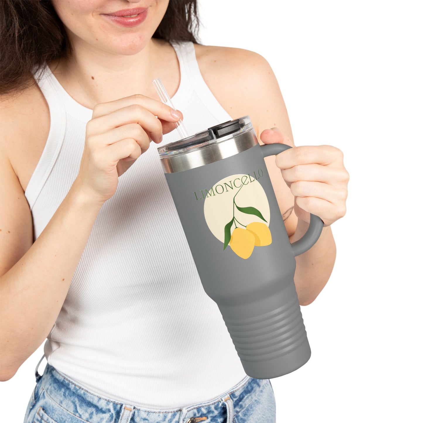 Limoncello Insulated Travel Mug, 40oz - Perfect for Road Trips, Summer Picnics, Camping, and Gift Ideas, Travel Mug for Lemon Lovers