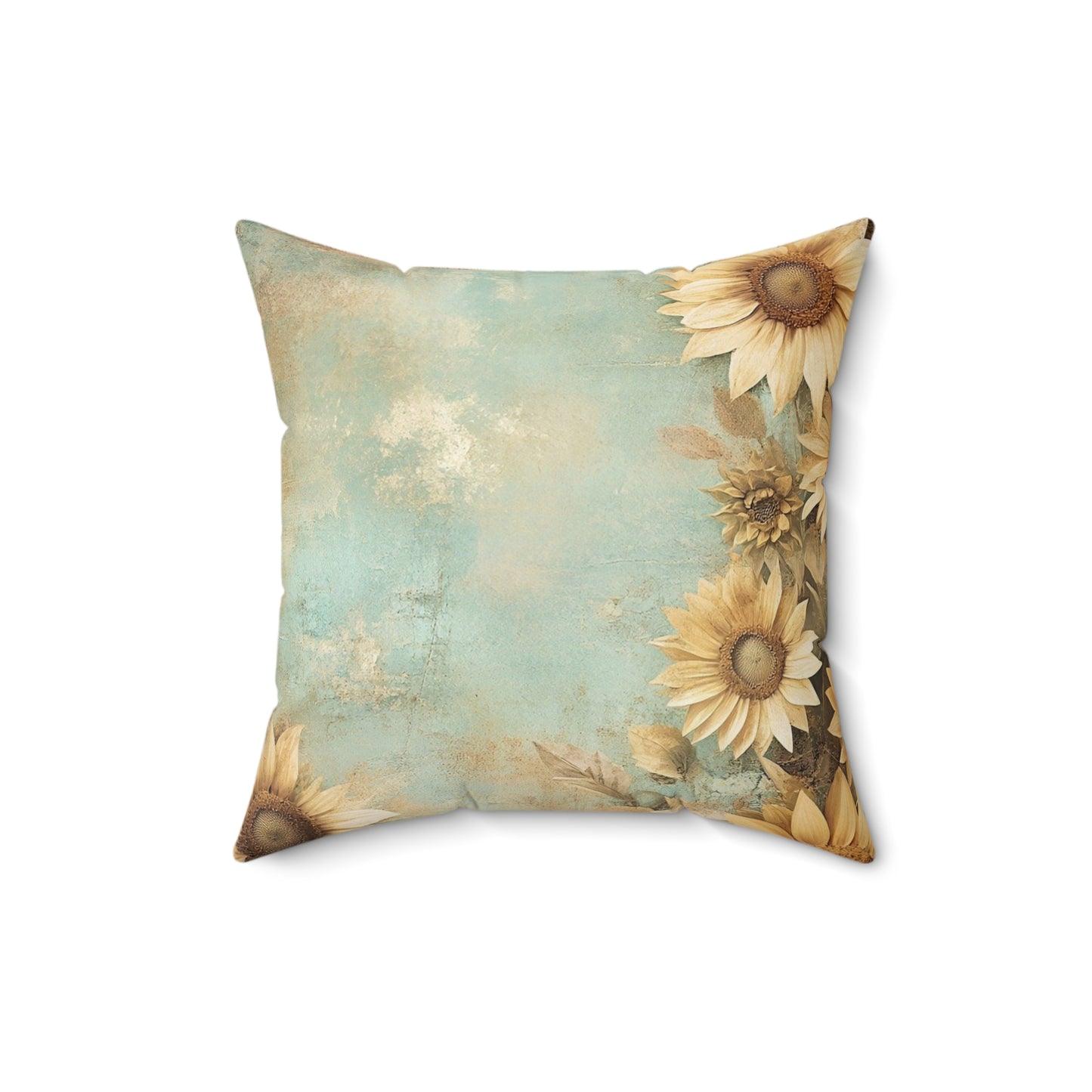 Sunflower Print Square Pillow, Floral Home Decor, Cozy Throw Cushion, Rustic Room Accent, Gift for Her, Summer Vibes