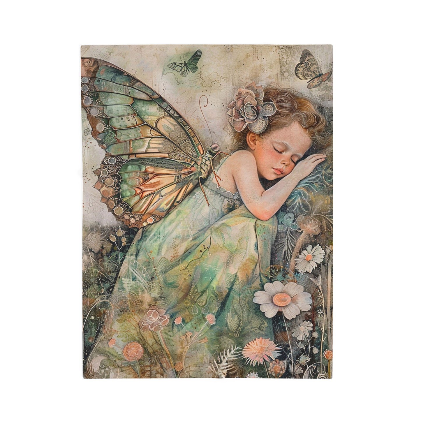 Fairy Dream Velveteen Plush Blanket — Sleeping Fairy Art Throw for Kids & Nursery