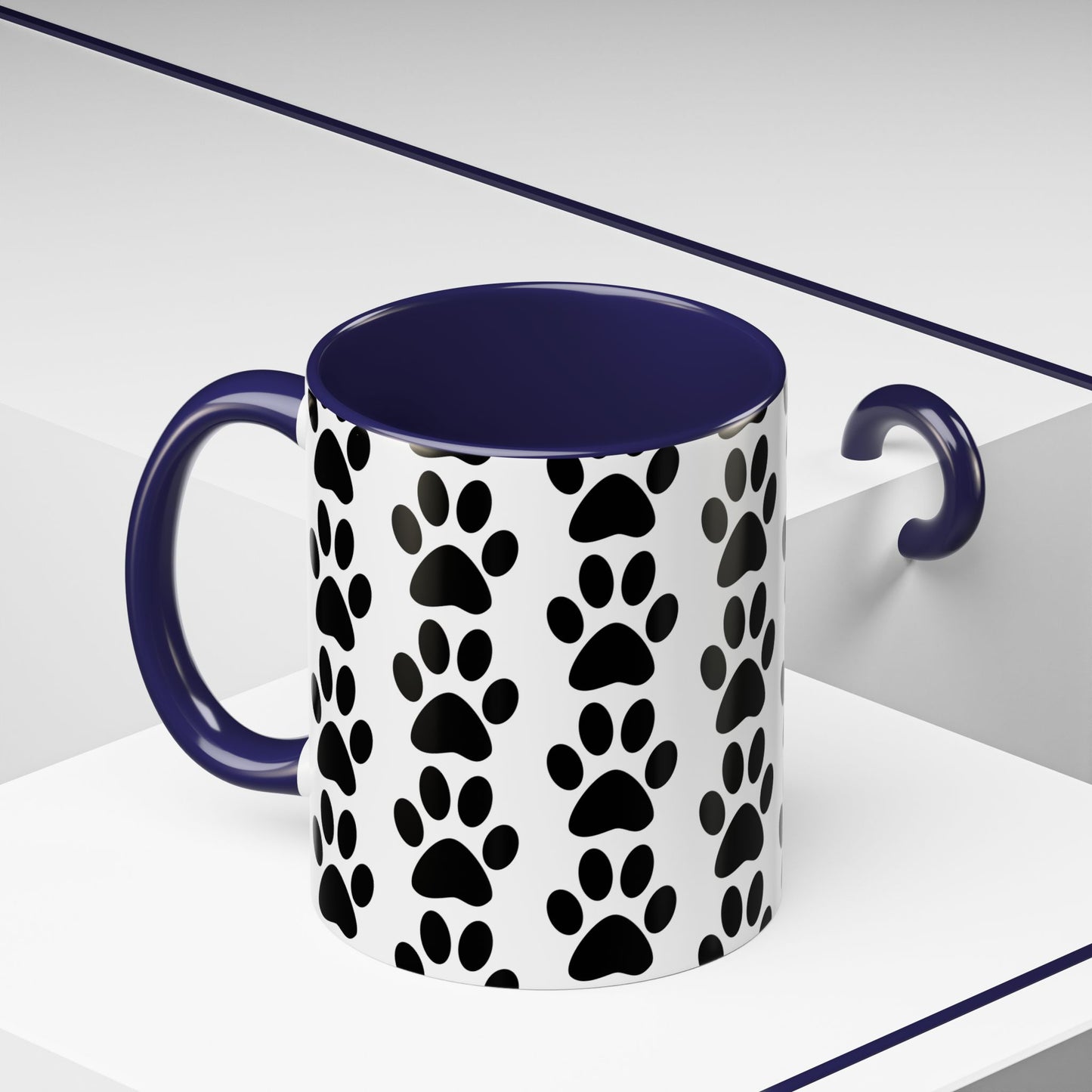 Paw Print Accent Coffee Mug - Dog Lover Gift, Black and White Pet Mug, Cute Animal Decor, Personalized Pet Owner Present, Coffee Tea Cup