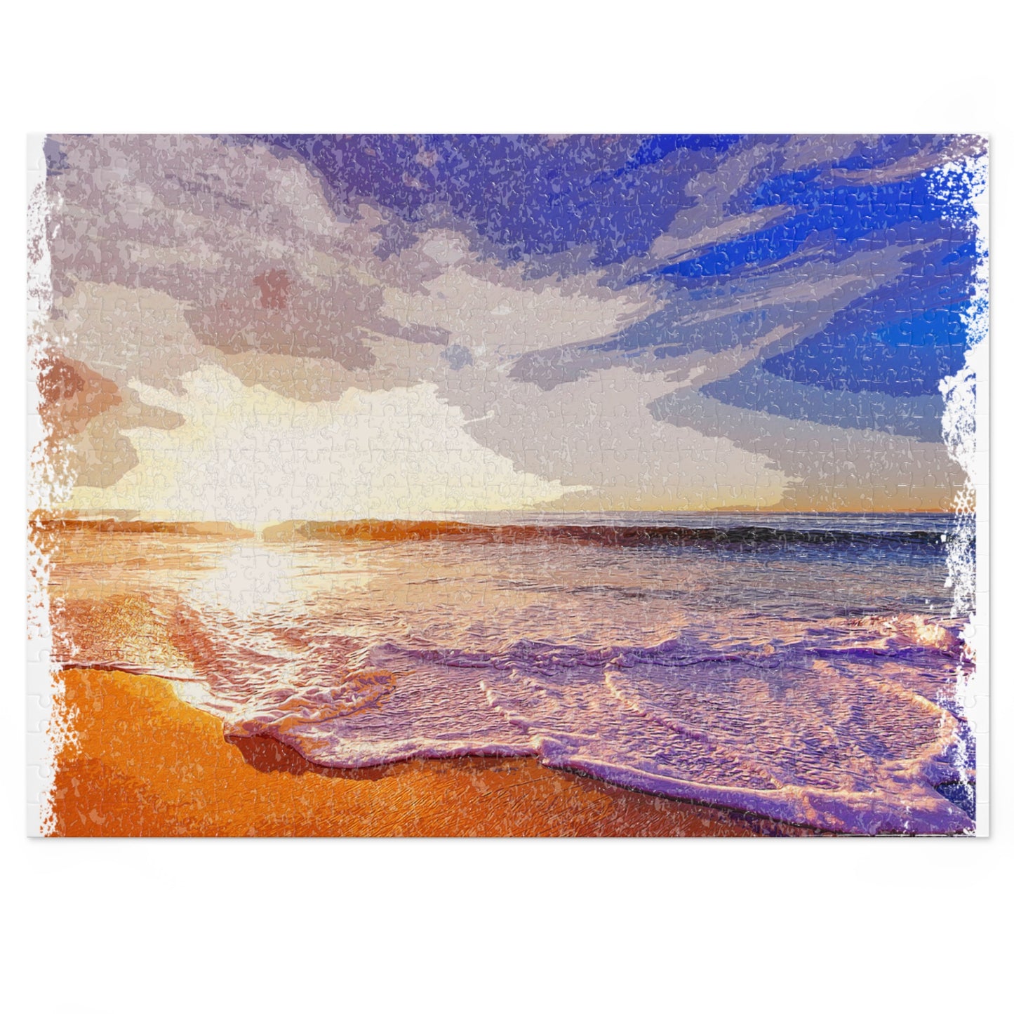 Beach Sunset Jigsaw Puzzle with Tin - Perfect for Family Nights, Gifts, Relaxation, and Home Decor