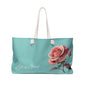 Rose Floral Weekender Bag, Stylish Travel Tote, Beach Bag, Overnight Bag, Perfect Gift for Mom, Life is Good Quote