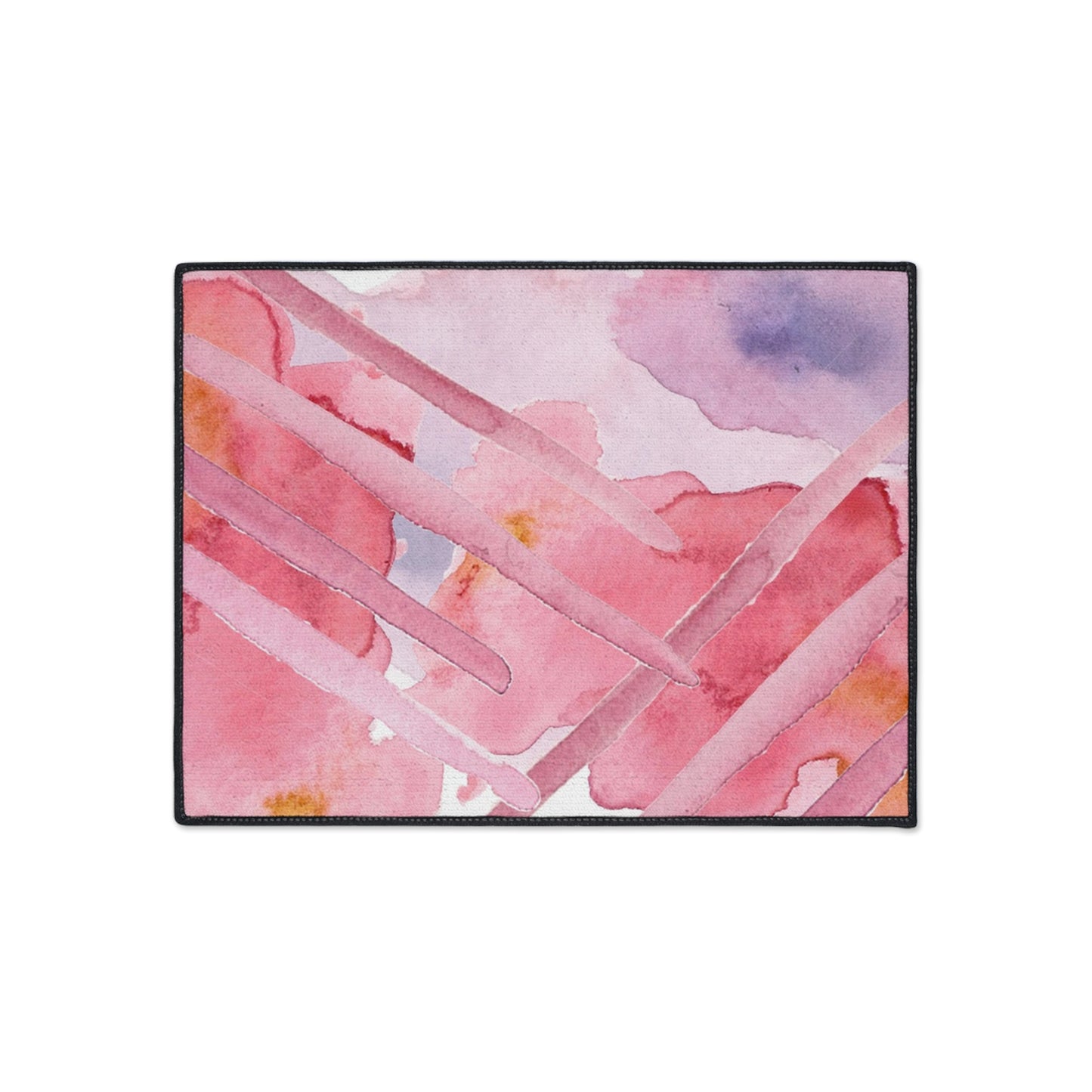 Pink Watercolor Abstract Heavy-Duty Floor Mat — Slip-Resistant Entry & Kitchen Rug