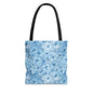 Blue Watercolor Floral Tote Bag — Reusable Flower Pattern Shopper