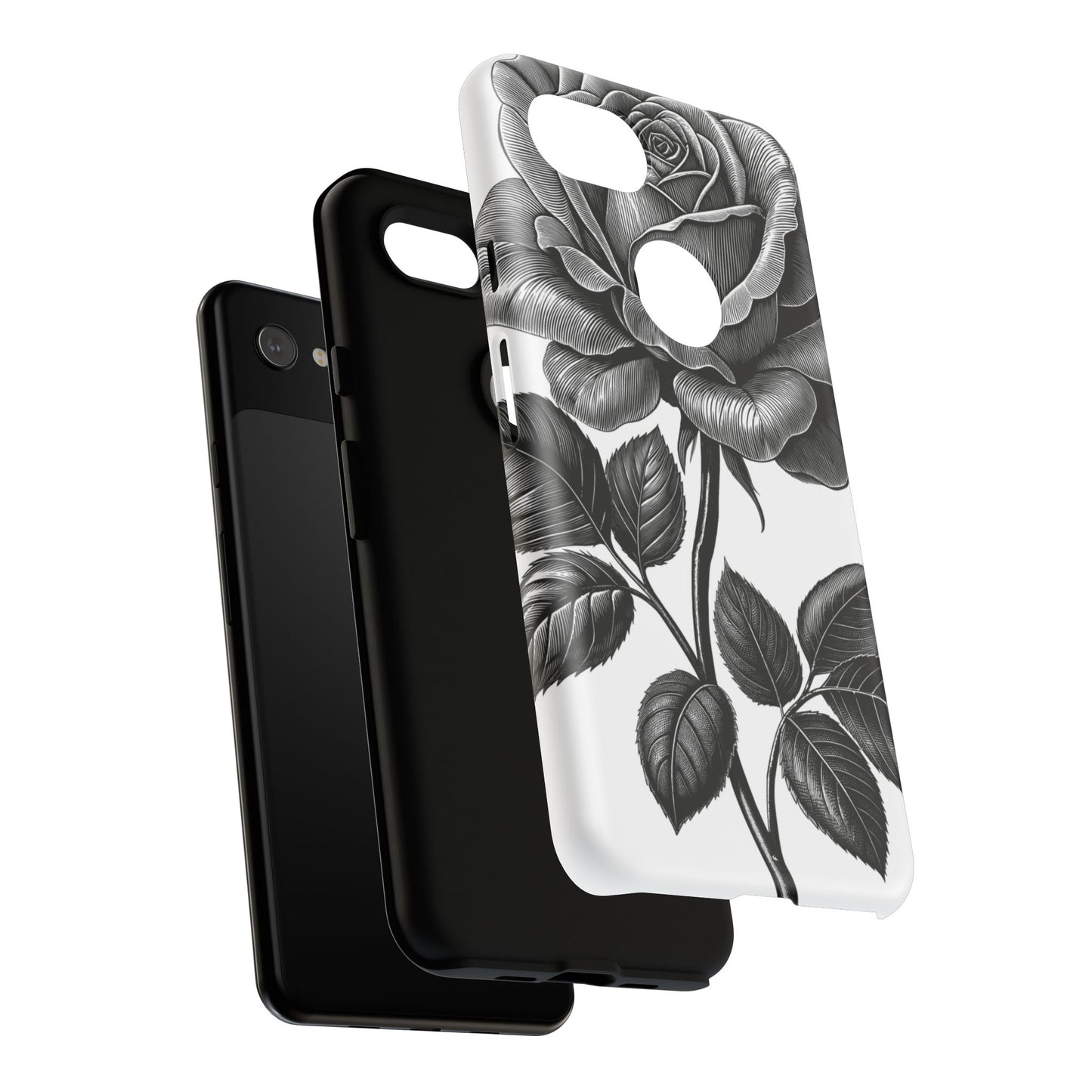 Elegant Floral Phone Case - Tough Cases, Black Rose Design, Floral Phone Cover, Stylish Phone Accessory, Gift for Her, Mother's Day