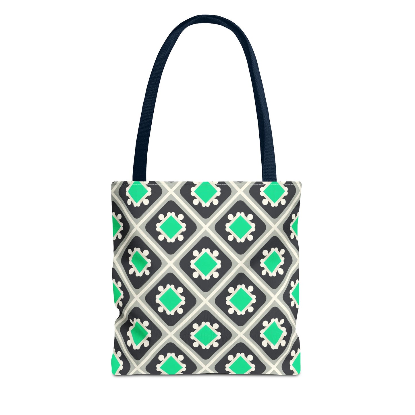 Geometric Mint Tile Tote Bag — Patterned All-Over-Print Shopper