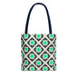 Geometric Mint Tile Tote Bag — Patterned All-Over-Print Shopper