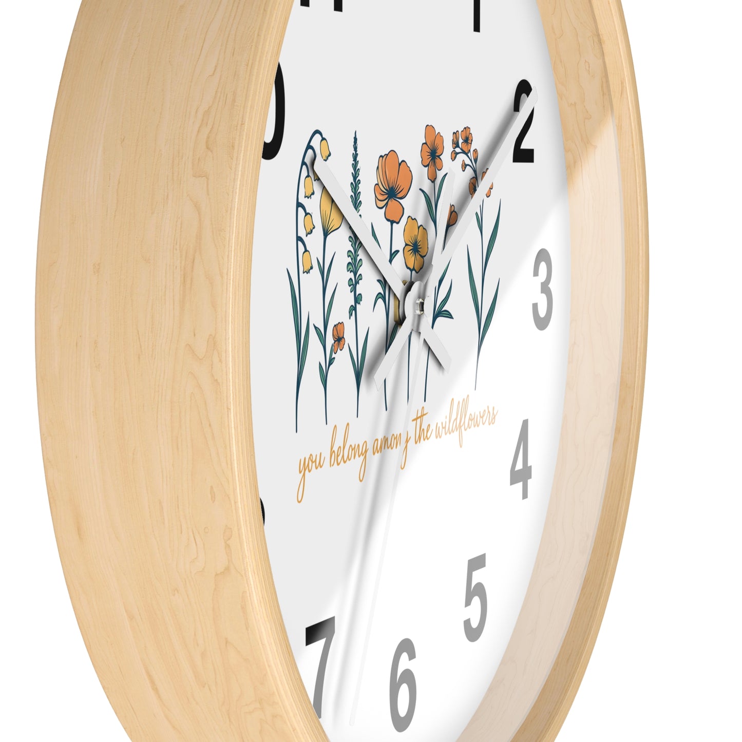 Boho Floral Wall Clock - You Belong Among the Wildflowers, Home Decor, Gift for Nature Lovers, Office Wall Decor, Rustic Style