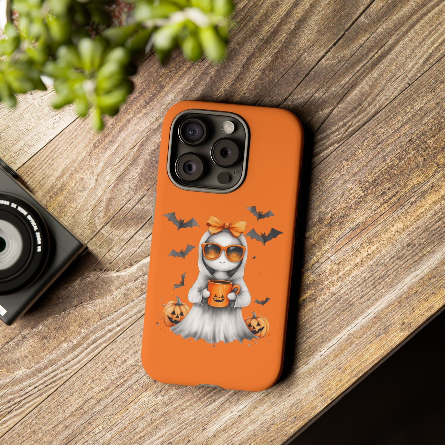Halloween Ghost Phone Case, Cute Cat Ghost Case, Autumn Phone Cover, Spooky Season Gift, Trick or Treat Case