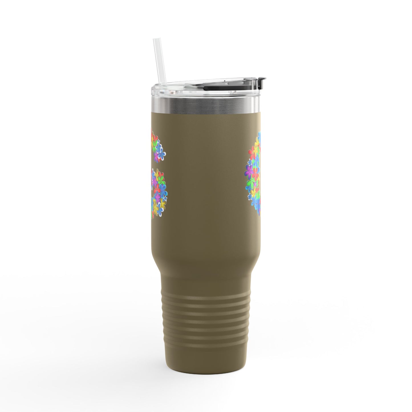 Vibrant Floral Insulated Travel Mug, Perfect for On-the-Go- Letter G