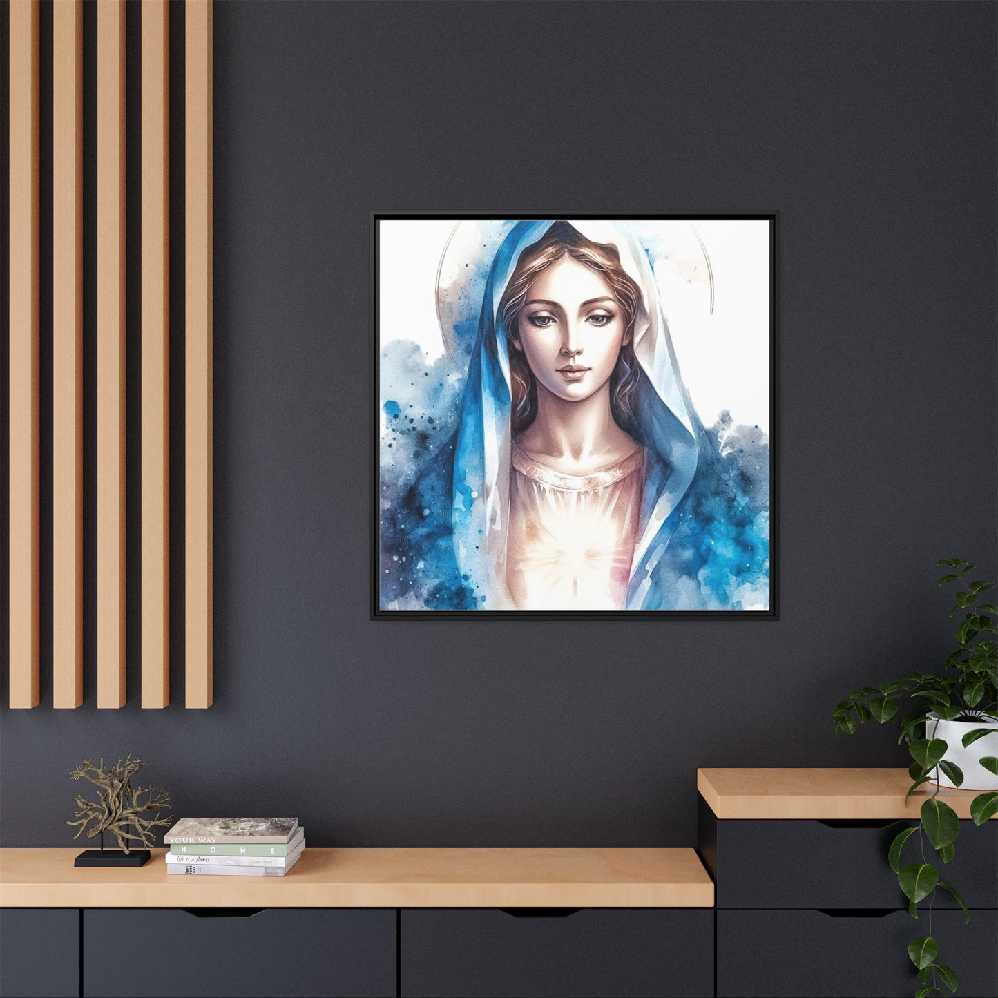 Framed Canvas Art Print, Spiritual Decor, Religious Artwork, Wall Decor, Gift for Faith, Elegant Home Decoration
