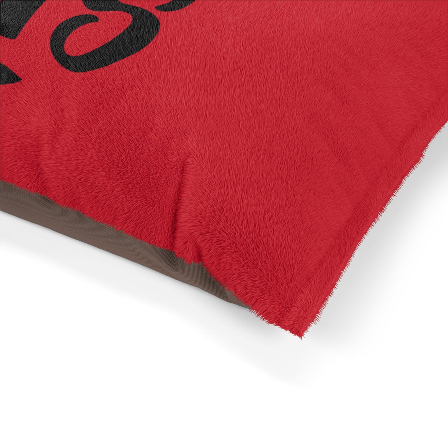 Love Has Four Paws Pet Bed — Red Plush Dog & Cat Cushion