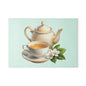 Elegant Tea Time Glass Cutting Board, Kitchen Decor, Gift for Tea Lovers, Housewarming, Birthday, Mother's Day