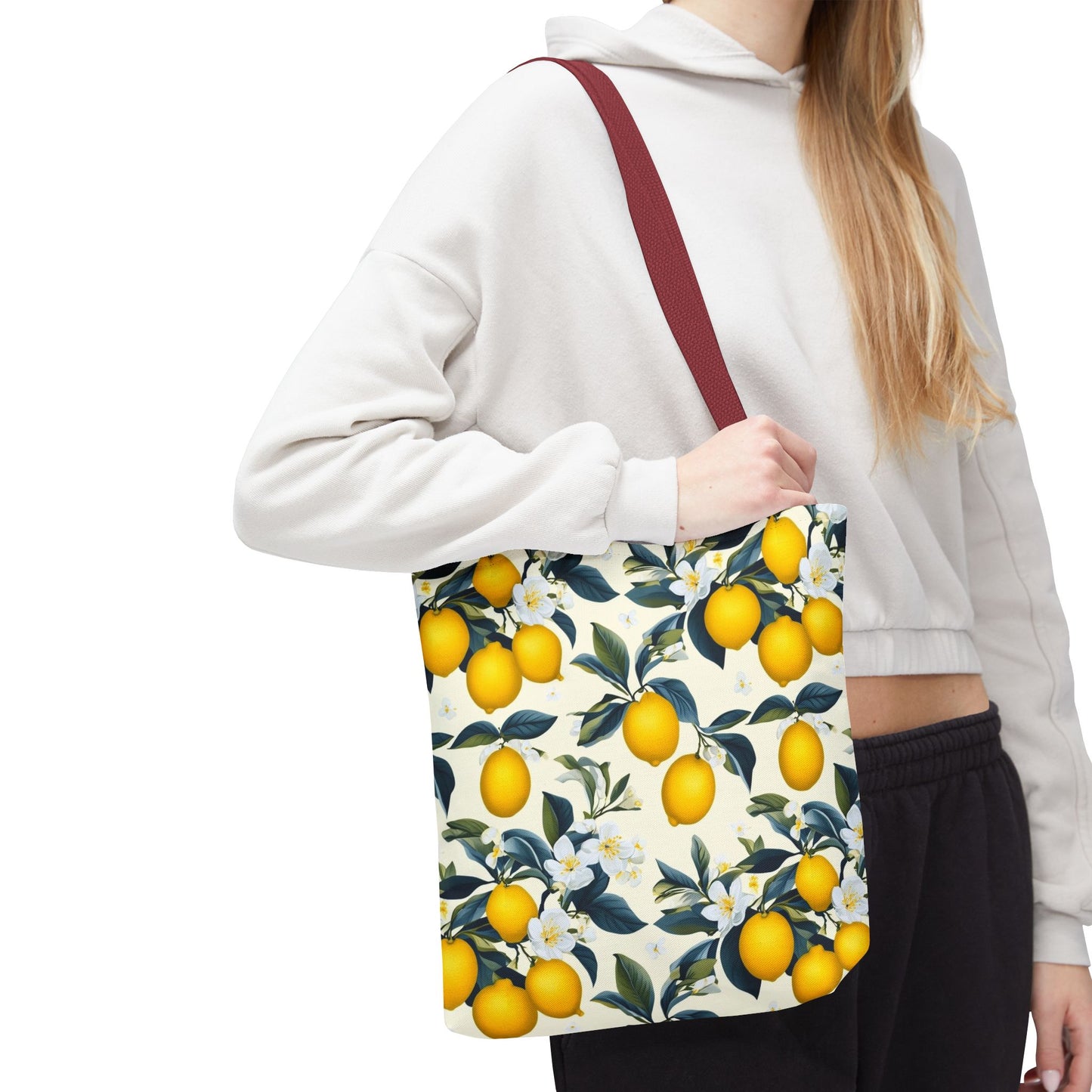 Lemon Blossom All-Over Print Tote Bag — Citrus Floral Market Bag
