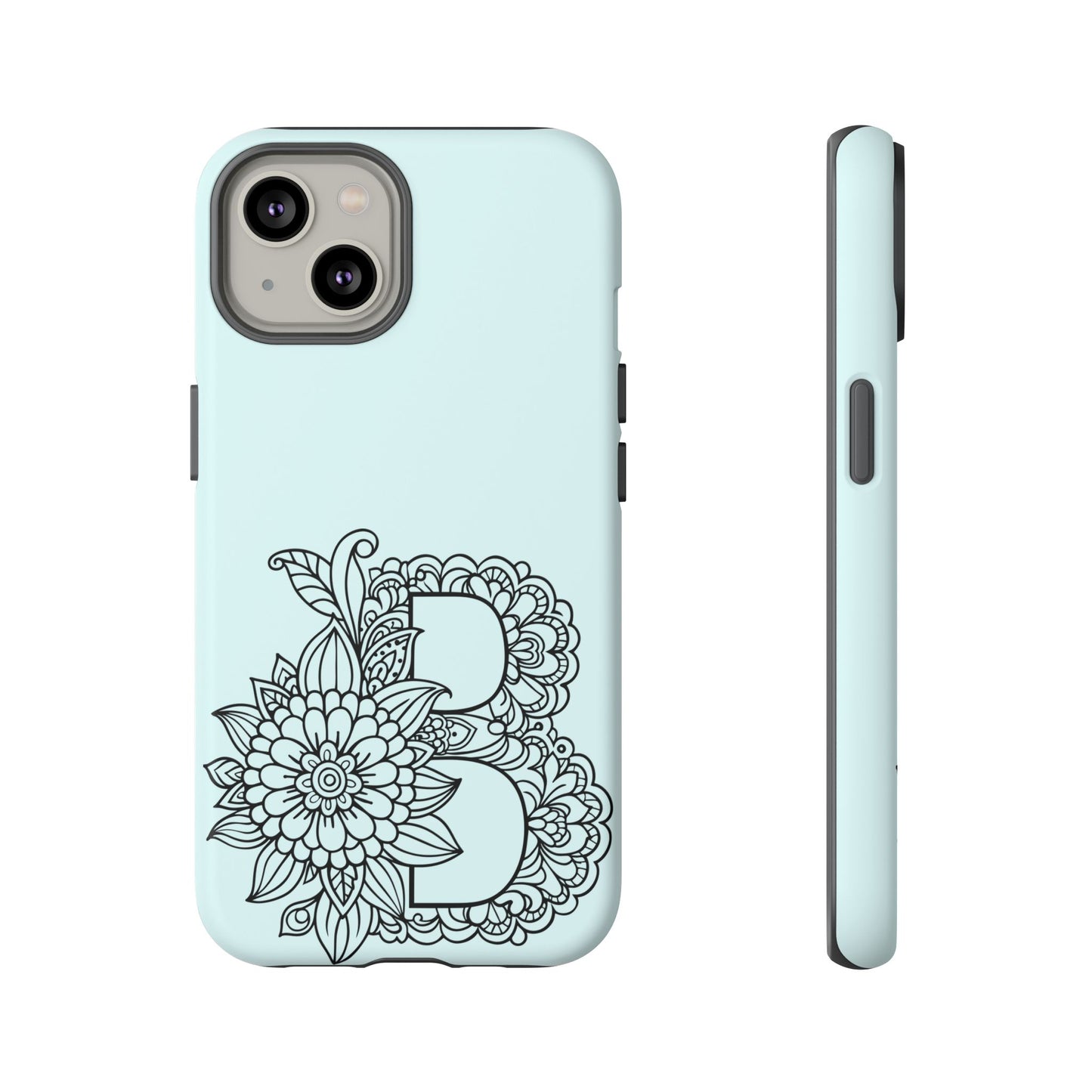 Personalized Tough Phone Case- Letter B, Floral Monogram Cell Phone Cover, Custom Protective Case, Unique Gift, Birthday, Graduation