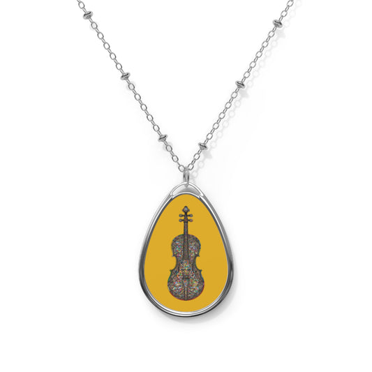 Colorful Violin Pendant Necklace, Artistic Music Jewelry, Gift for Musicians, Boho Minimalist Accessory, Unique Art Necklace