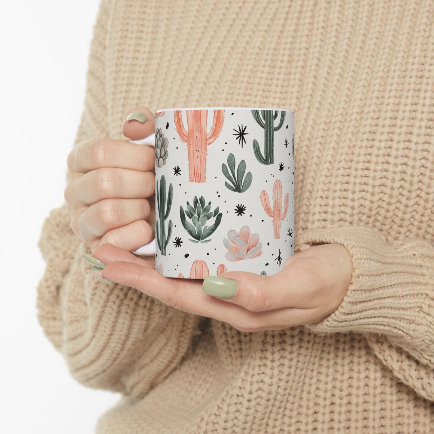 Cactus & Succulent Ceramic Mug — Pastel Desert Plant Coffee Cup (11oz, 15oz)