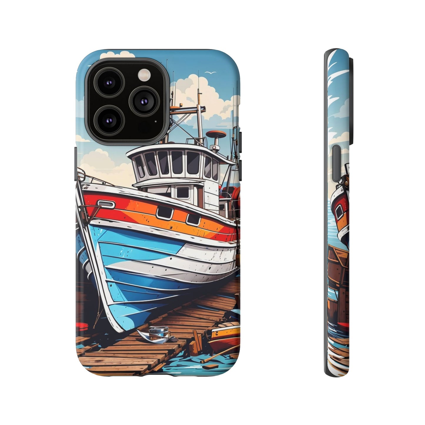 Colorful Fishing Boat Phone Case | Nautical Gift, Marine Design, Coastal Aesthetic, Summer Vibes, Sea Lover's Accessory