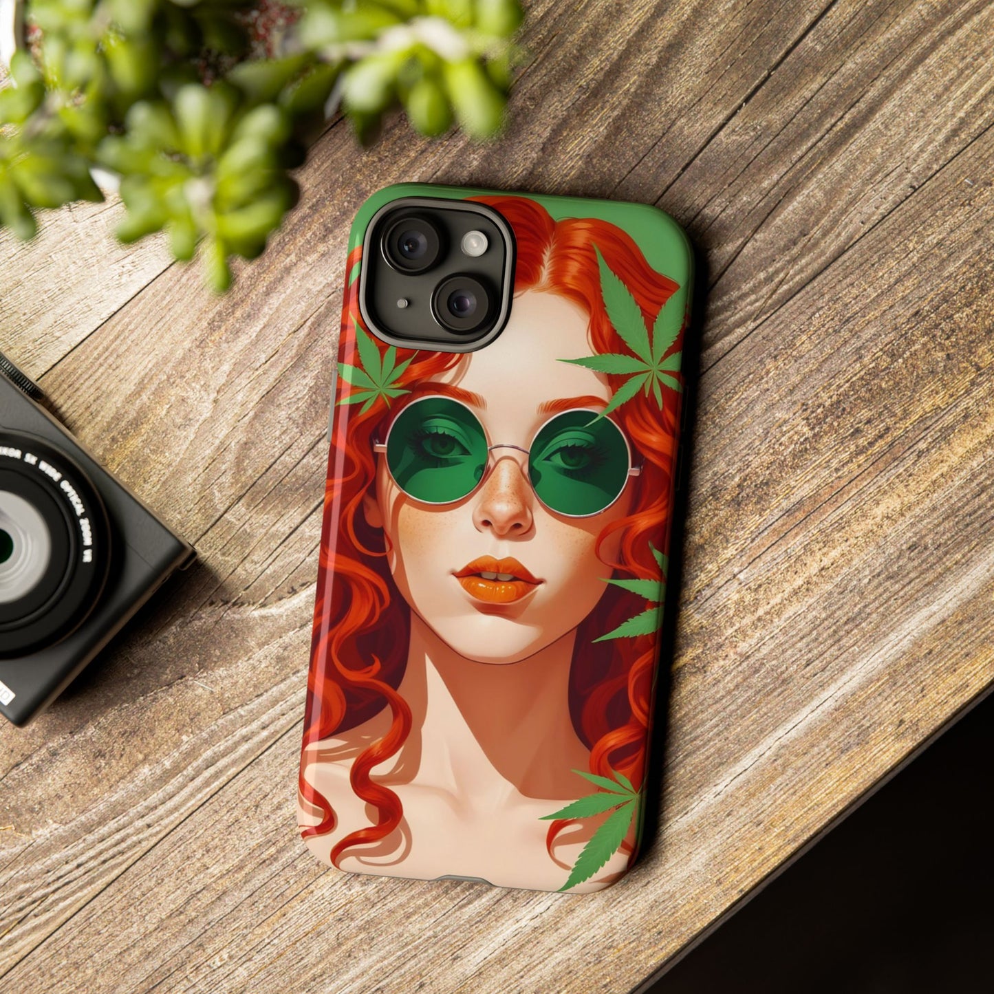 Vibrant Phone Case with Retro Greenery Design, Trendy Case for Casual Look, Gift for Her, Summer Vibes, Unique Phone Accessory