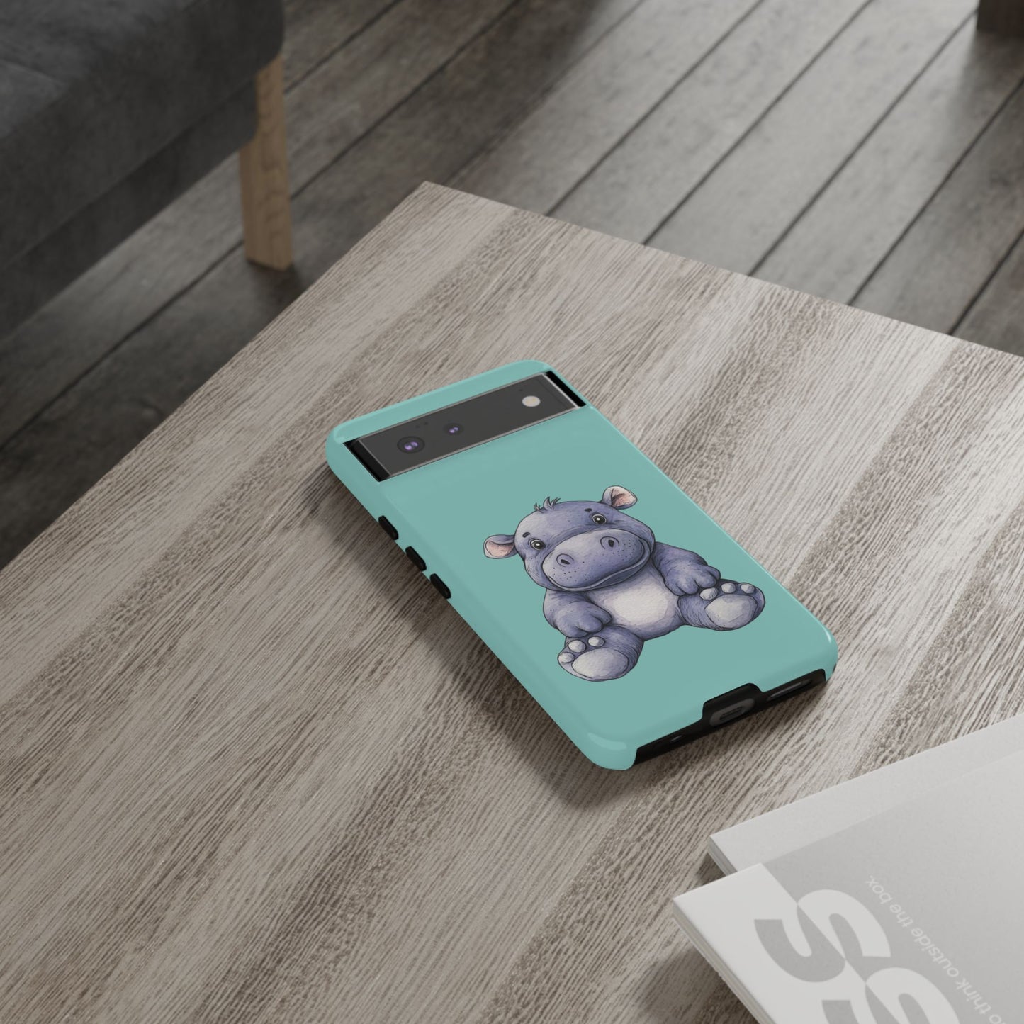 Cute Hippo Phone Case, Tough Phone Cover, Fun Animal Case, Gift for Kids, Cute Decor, Birthday Present