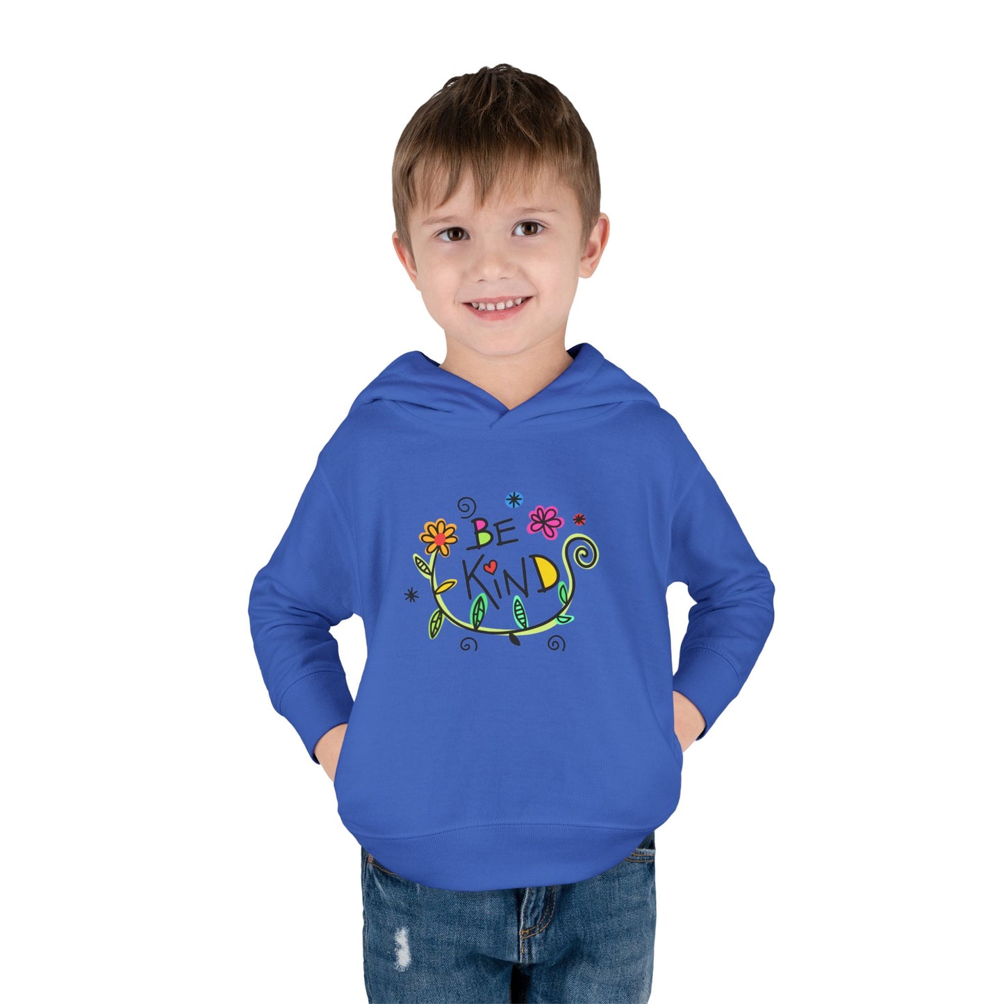 Toddler Fleece Hoodie - 'Be Kind' Floral Design, Cozy Kids Pullover, Cute Gift for Toddlers, Everyday Wear, Spring Outfit