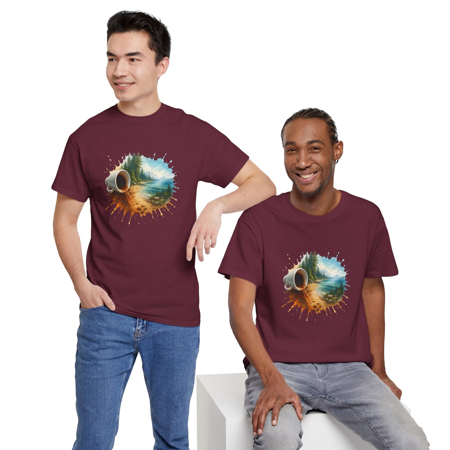 Nature-Inspired Unisex Heavy Cotton Tee, Casual Outfit, Gift for Nature Lovers, Camping Apparel, Outdoor Adventure Shirt