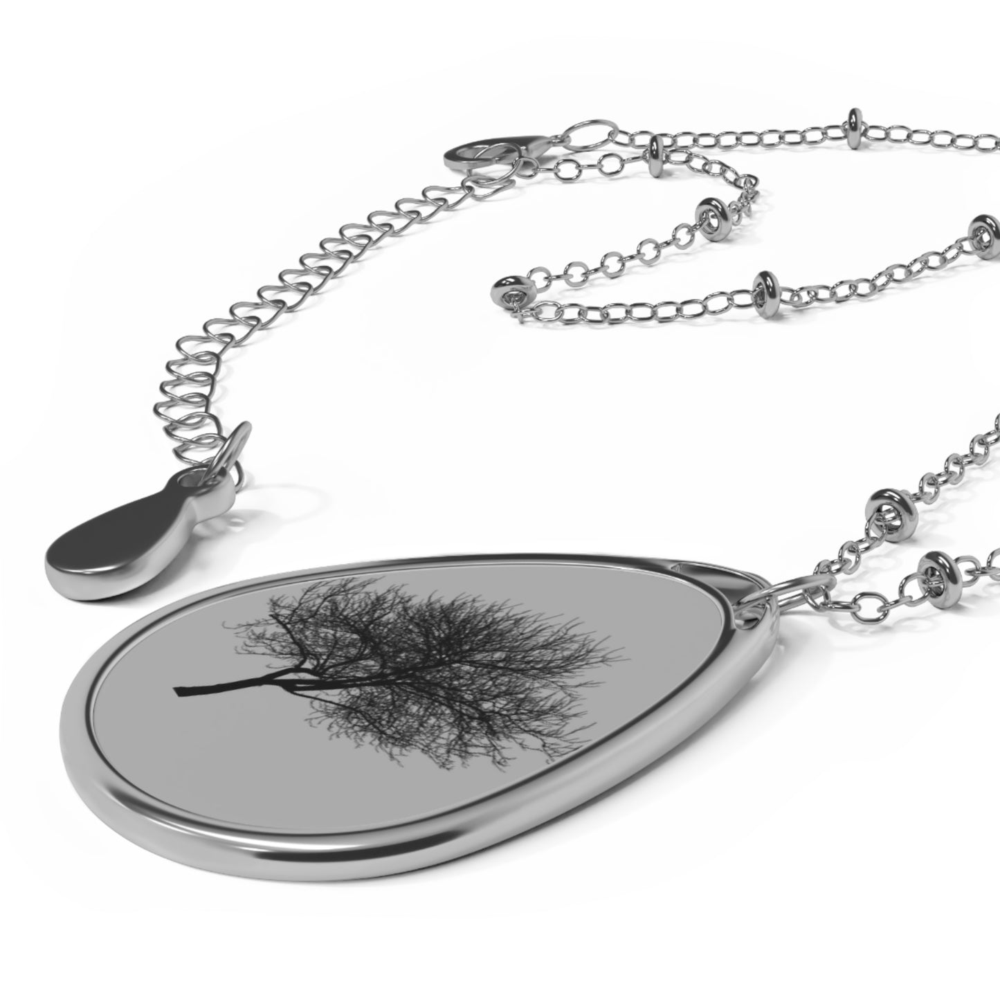 Nature-Inspired Oval Necklace, Minimalist Jewelry, Tree Pendant, Gift for Nature Lovers, Eco-Friendly Accessory, Simple Everyday Wear