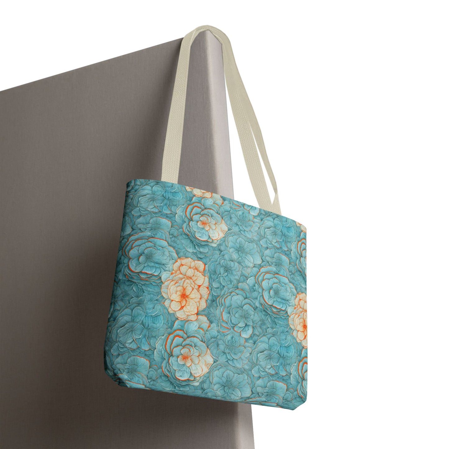 Floral Watercolor Tote Bag — Teal Succulent Pattern