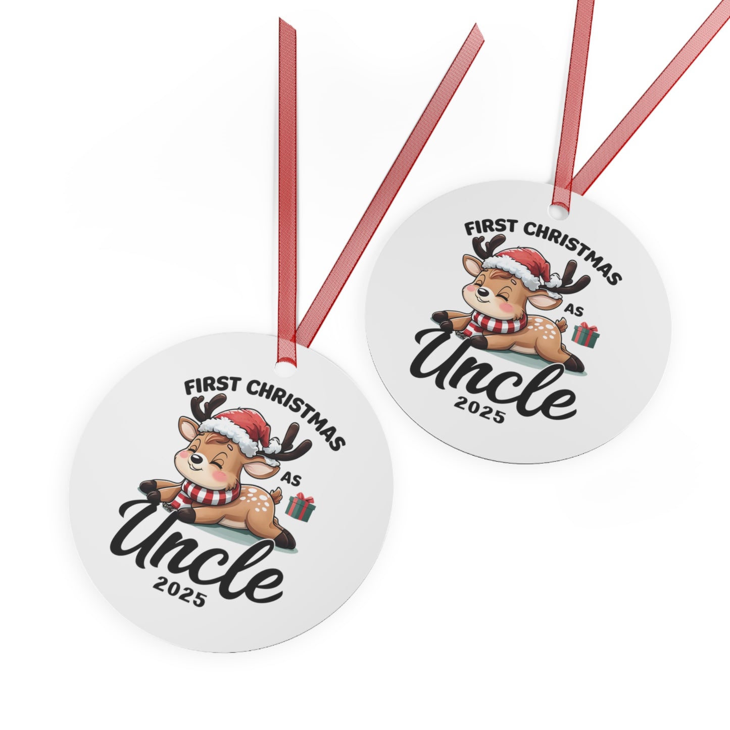 Personalized Holiday Ornaments, First Christmas as Uncle 2025, Metal Tree Decorations, Keepsake Gifts, Family Celebrations, Customized Gifts