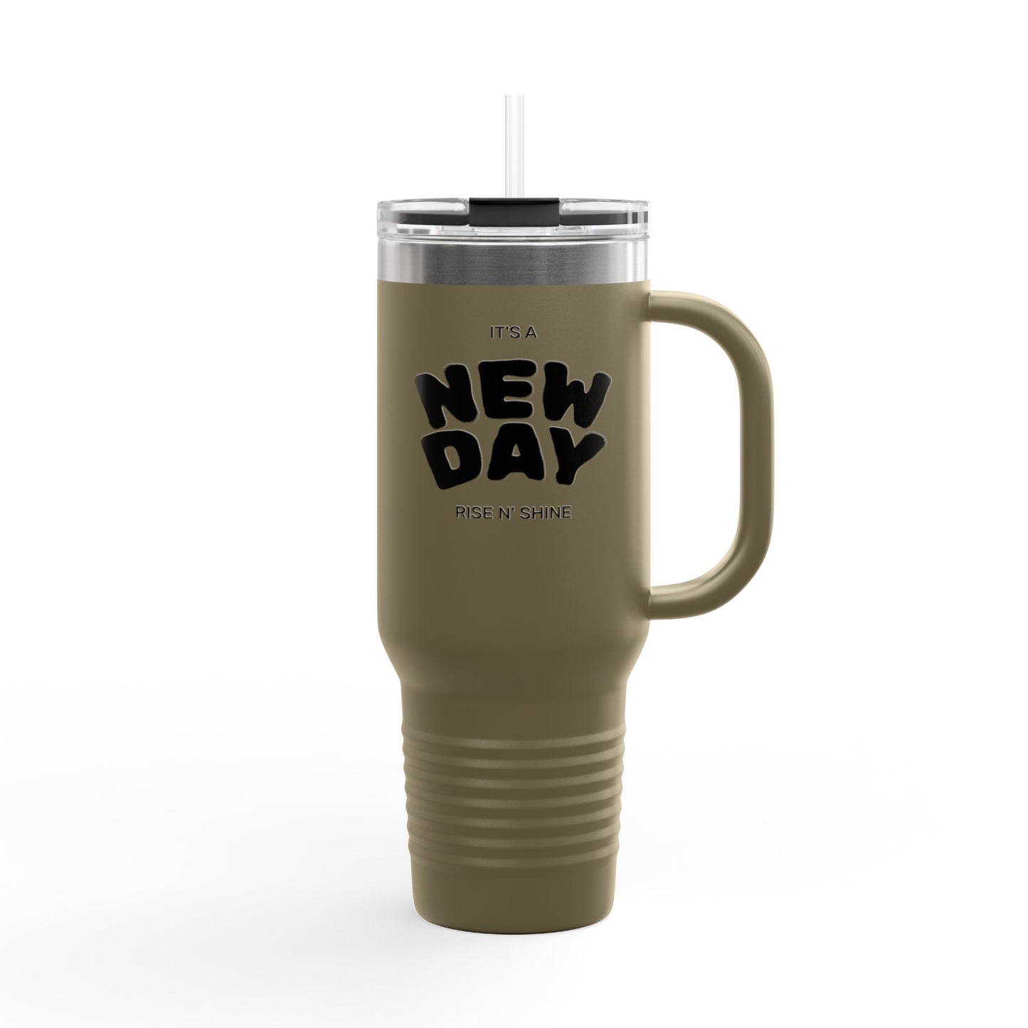 Insulated Travel Mug - 'It's a New Day' - 40oz Coffee Cup, Perfect for Road Trips, Morning Commute, Gifts, Eco-Friendly, Reusable