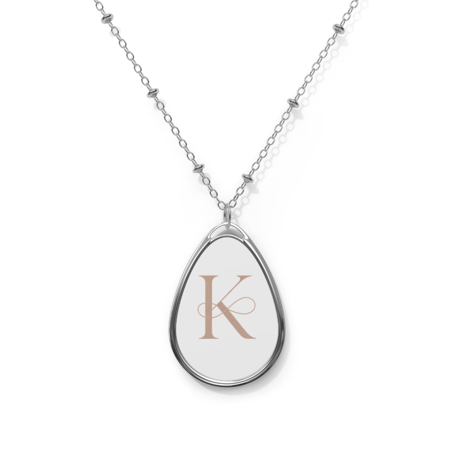 Personalized Oval Necklace, "K" Custom Initial Jewelry, Dainty Name Pendant