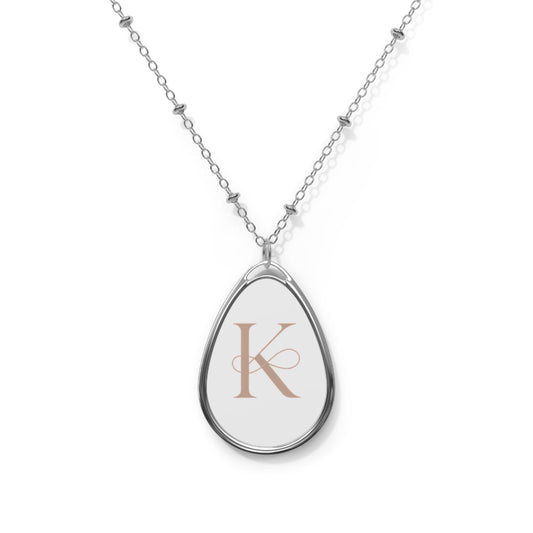 Personalized Oval Necklace, "K" Custom Initial Jewelry, Dainty Name Pendant