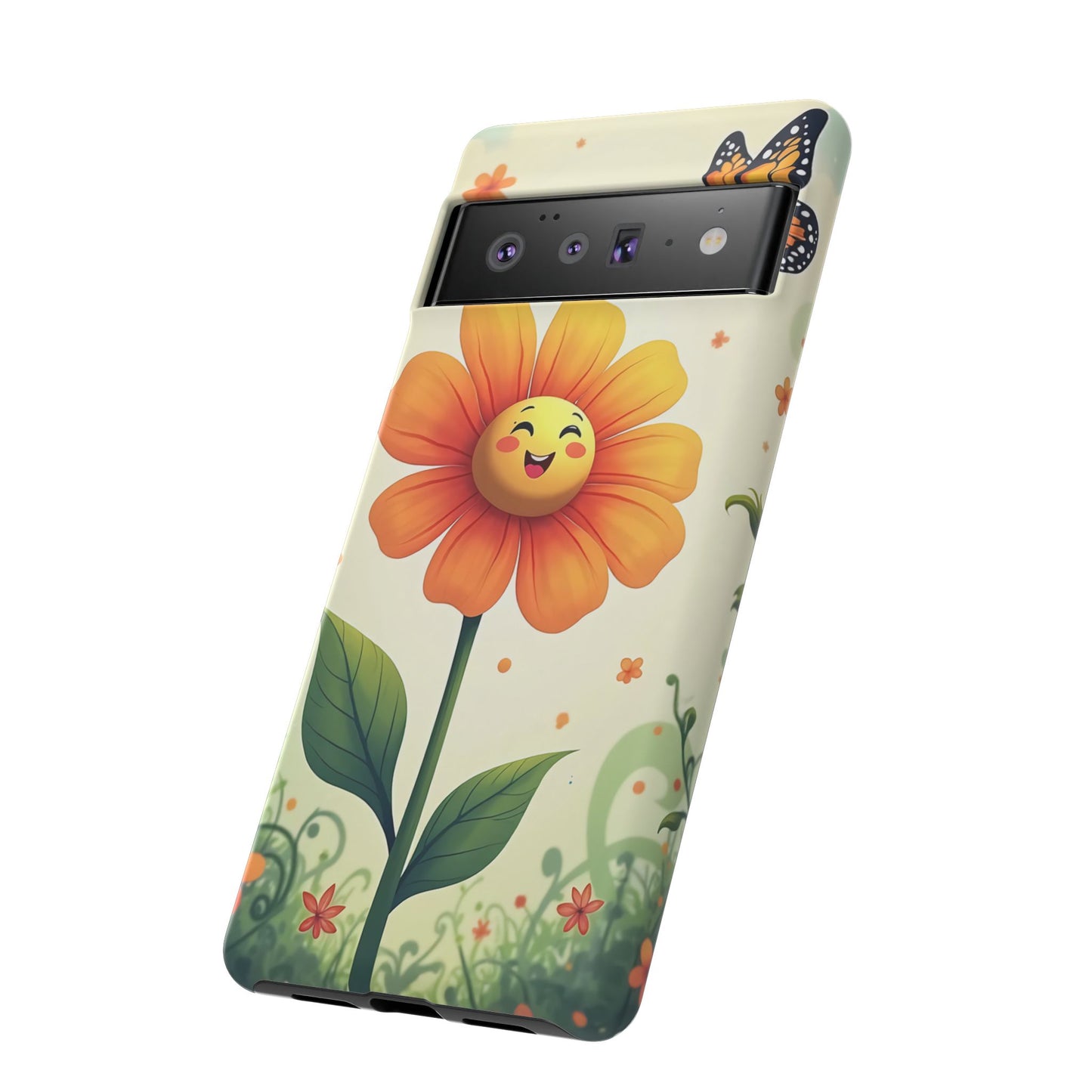 Floral Phone Case with Butterfly Design, Cute Flower Phone Cover for Nature Lovers, Eco-Friendly Gift, Spring Vibes, Birthday Present