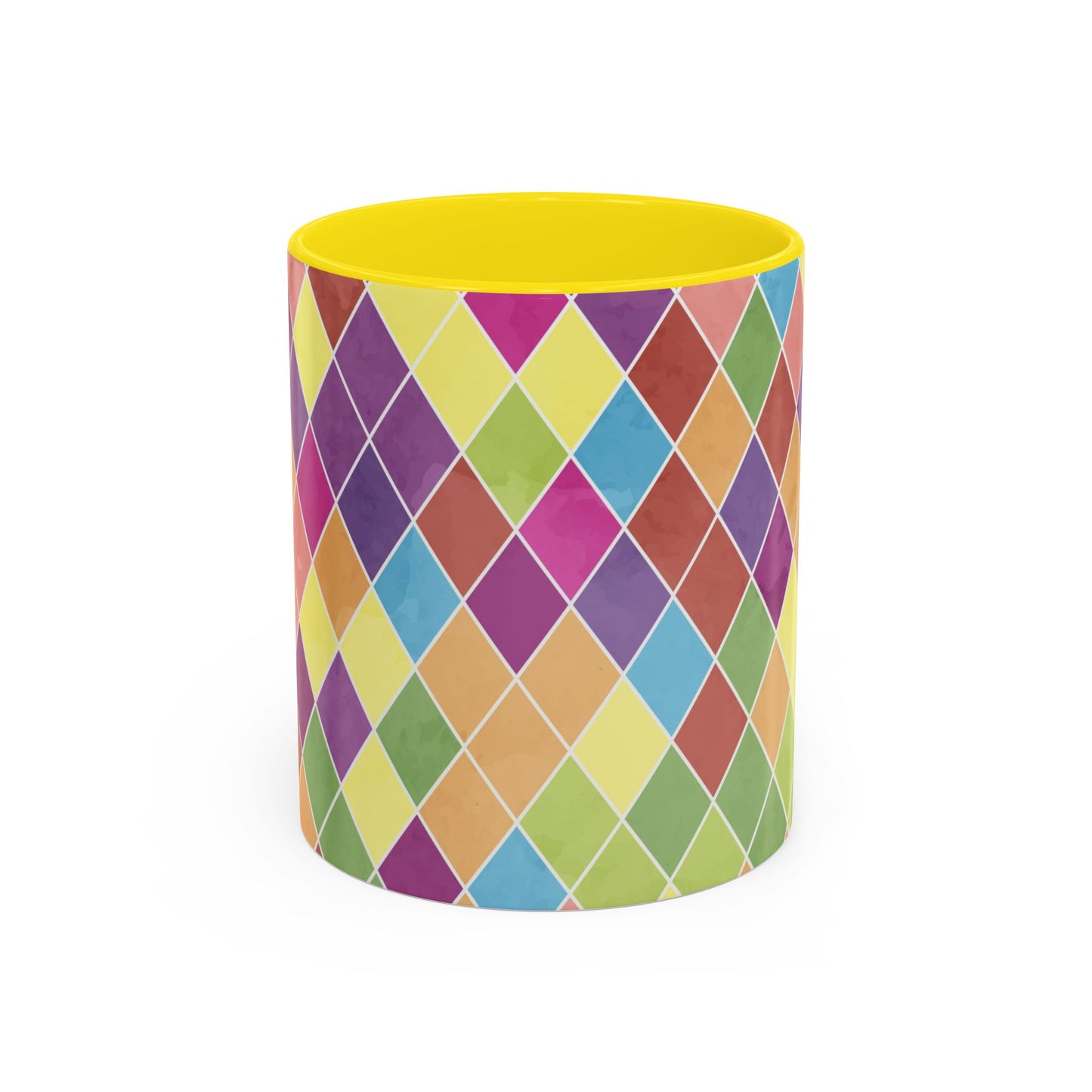 Colorful Diamond Pattern Coffee Mug, Coffee Lover Gift, Bright Kitchen Decor, Artistic Mug, Vibrant Drinkware