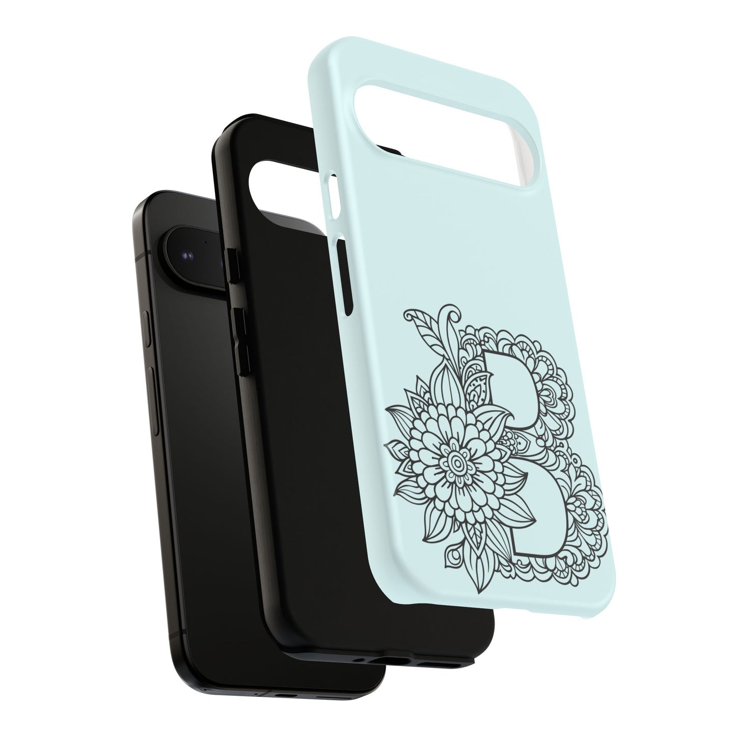 Personalized Tough Phone Case- Letter B, Floral Monogram Cell Phone Cover, Custom Protective Case, Unique Gift, Birthday, Graduation