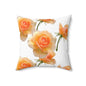 Floral Square Pillow with Peach Roses