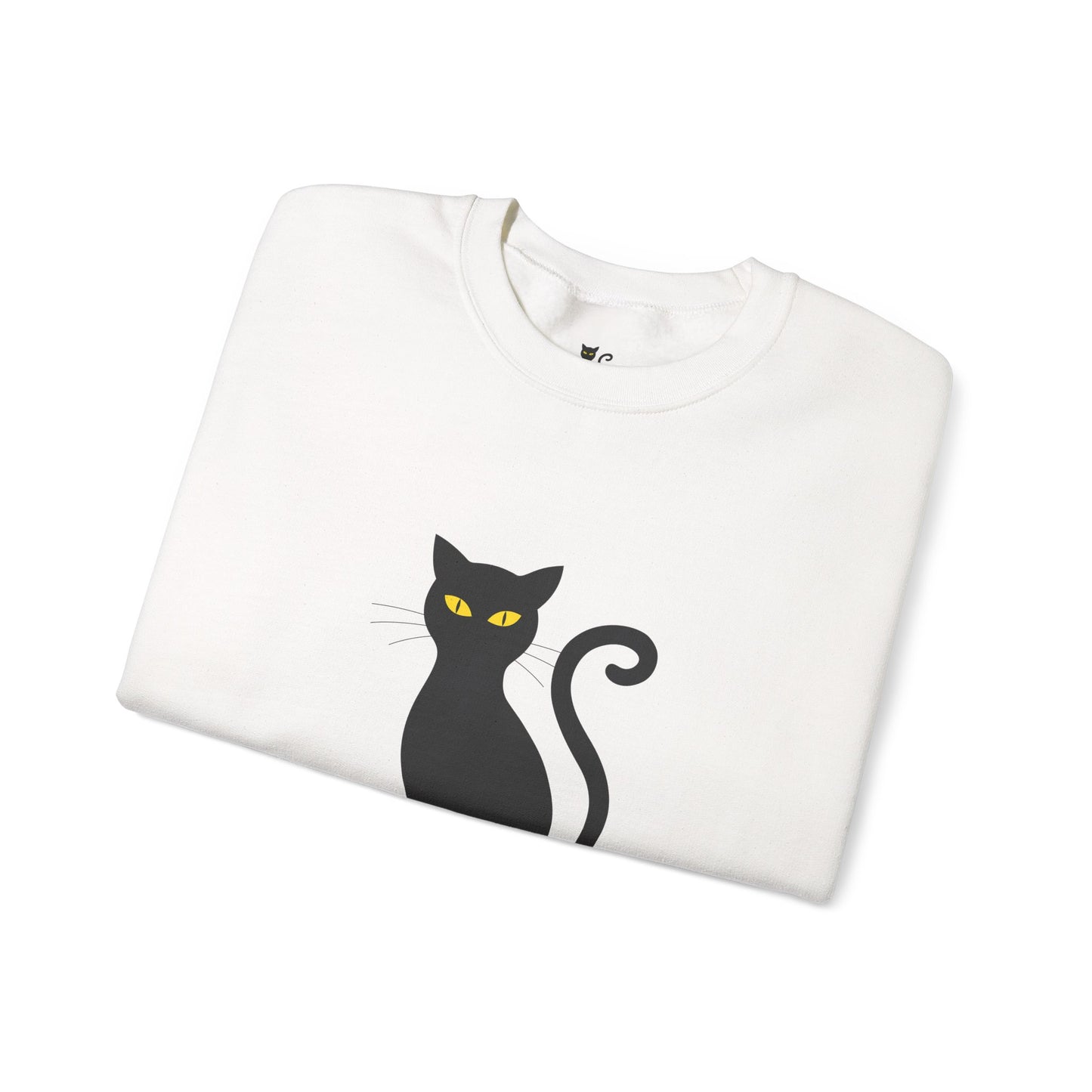 Black Cat Crewneck Sweatshirt — Cute Witchy Halloween Cat Pullover
