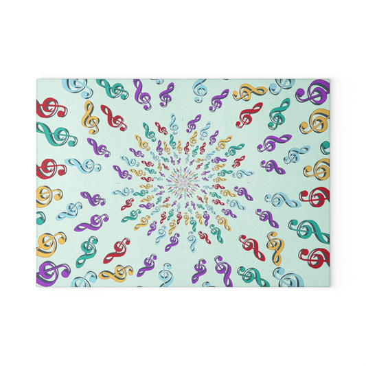 Vibrant Musical Glass Cutting Board, Perfect Gift for Music Lovers, Kitchen Decor, Wedding Gifts, Entertaining Essentials, Unique Home Decor