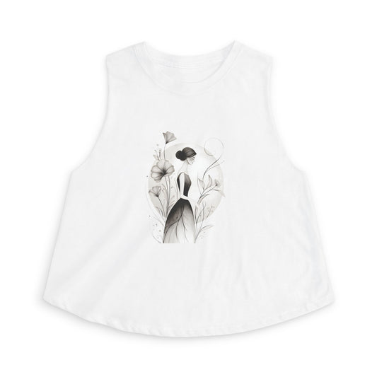 Floral Portrait Crop Top — Minimalist Botanical Art Tank
