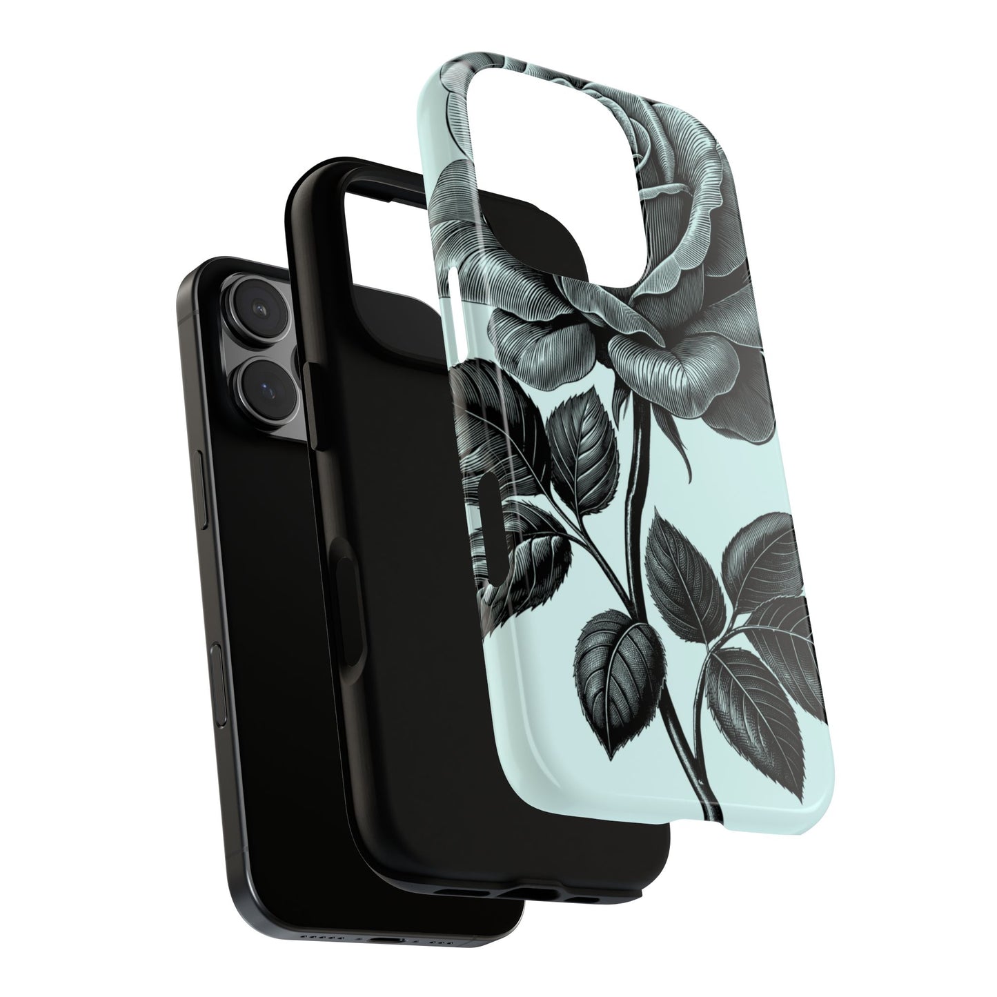 Elegant Floral Phone Case, Tough Cases for iPhones, Black Rose Design, Gift for Her, Stylish Phone Cover, Birthday Gifts