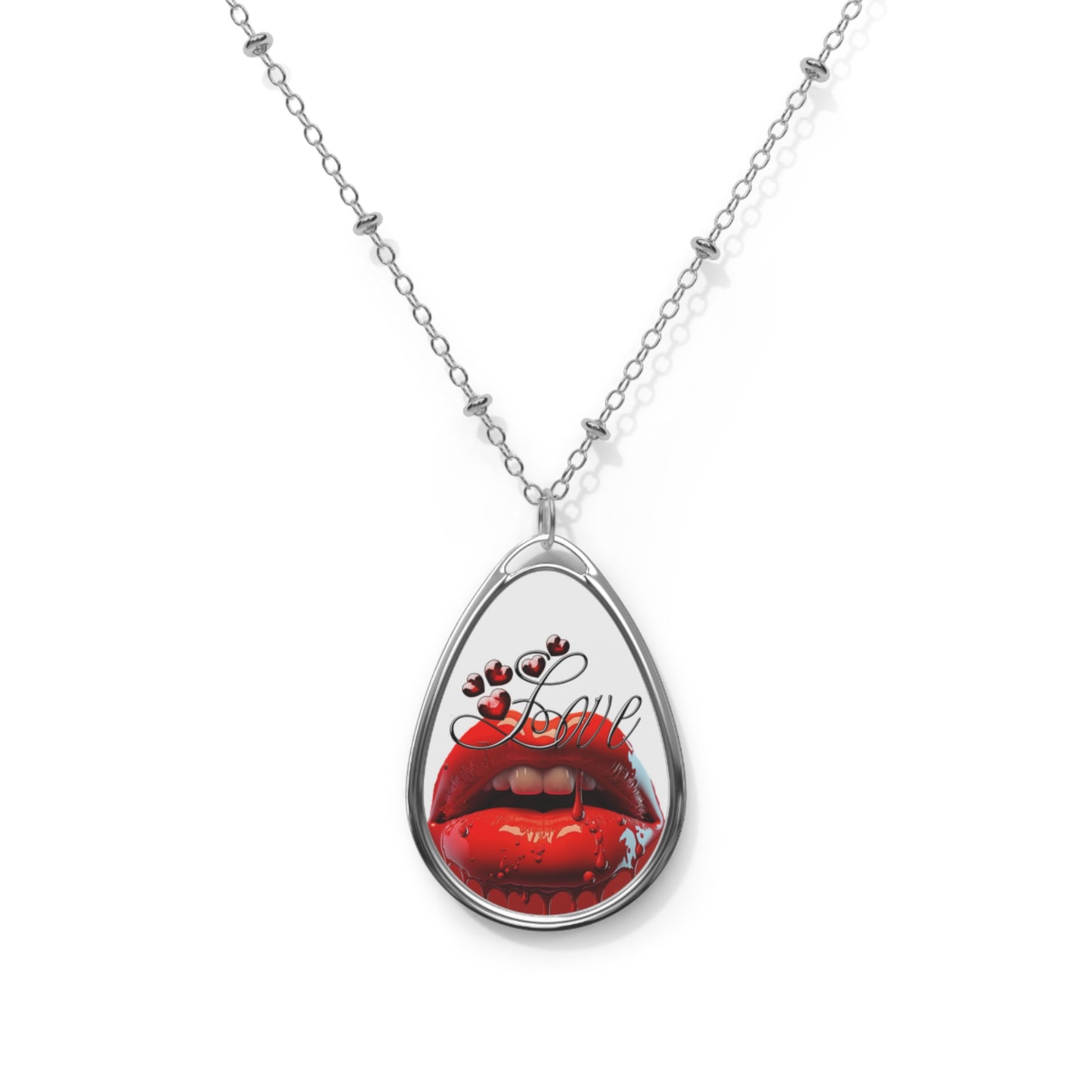 Romantic Oval Necklace, Love Pendant Jewelry, Unique Gift for Her