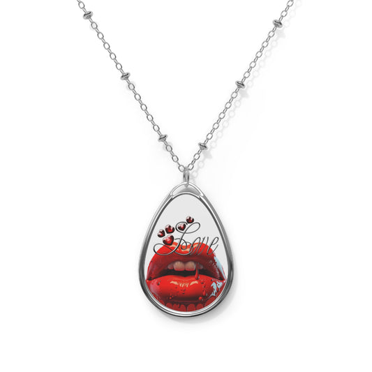 Romantic Oval Necklace, Love Pendant Jewelry, Unique Gift for Her