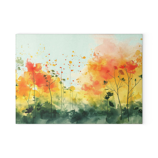 Vibrant Floral Glass Cutting Board - Kitchen Decor, Unique Gift, Home Cooking, Cooking Essentials, Colorful Kitchen Accent