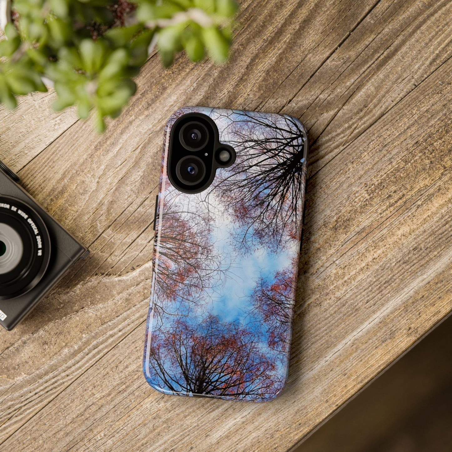 Skyward Trees Phone Case — Nature Forest Canopy Protective Tough Case