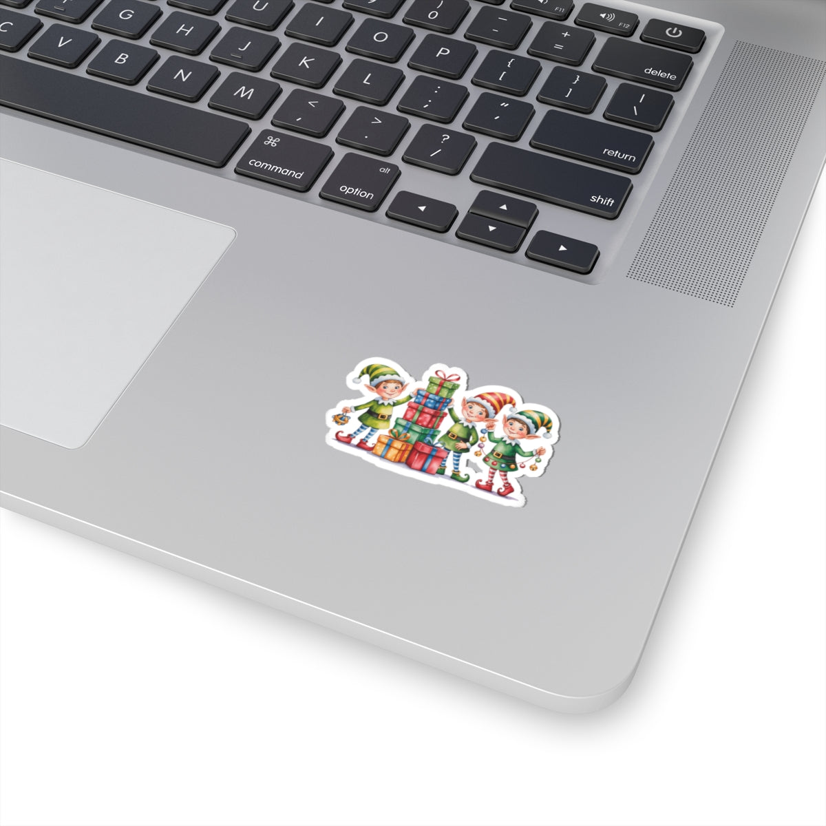 Christmas Elf Kiss-Cut Sticker - Cute Holiday Present Stack Decal