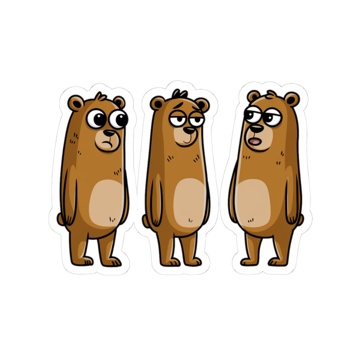 Funny Bear Kiss-Cut Stickers, Cartoon Animal Decor, Laptop Stickers, Cute Gifts for Animal Lovers, Playful Wall Art